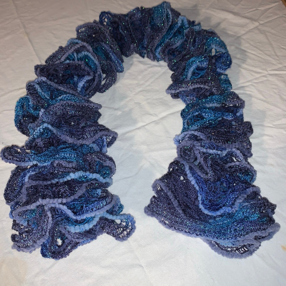 Women's Unbranded Blue Purple Ruffle Scarf One Size - Picture 2 of 4